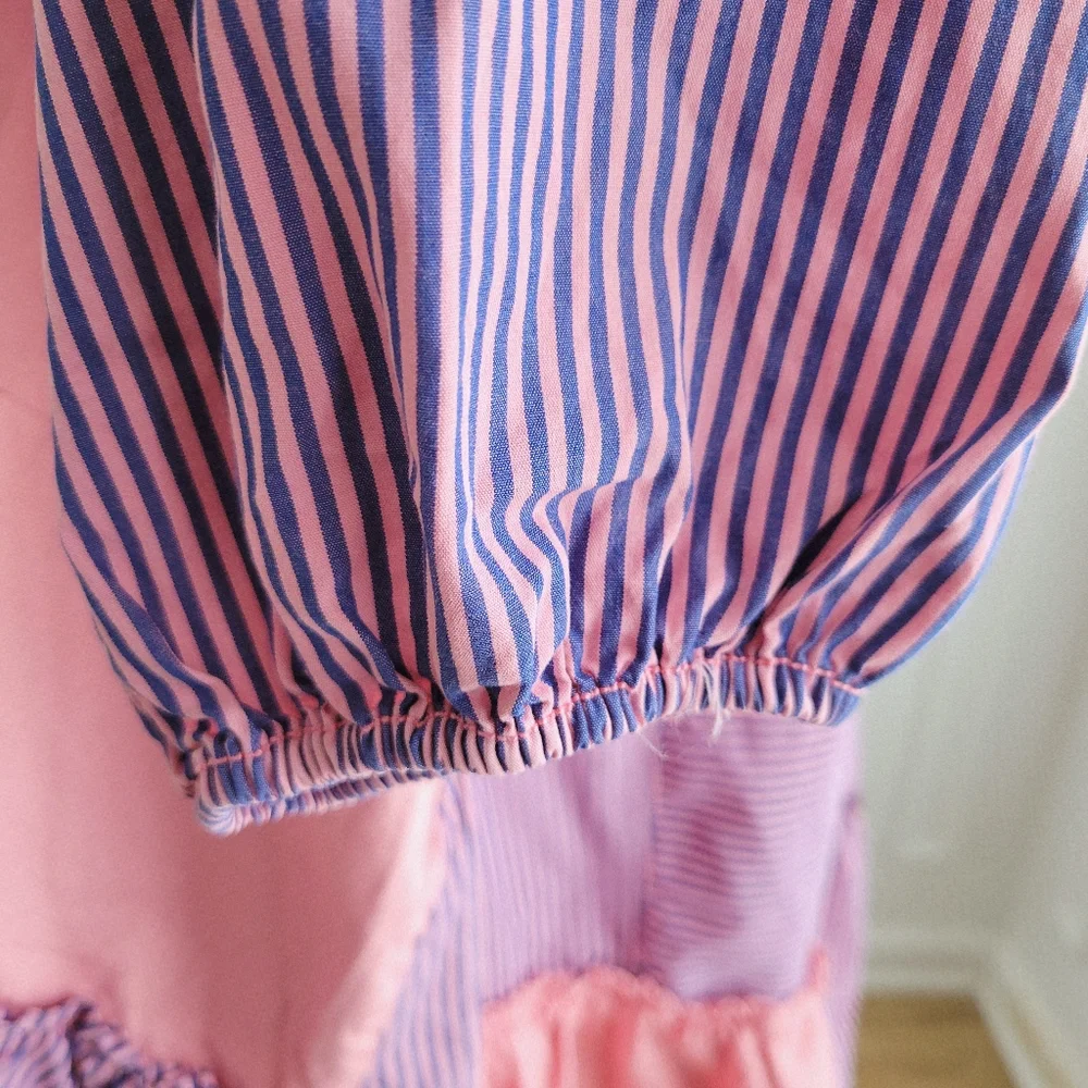Free People Keegan Oversized‎ Tunic Dress Pink With Stripes Size XS